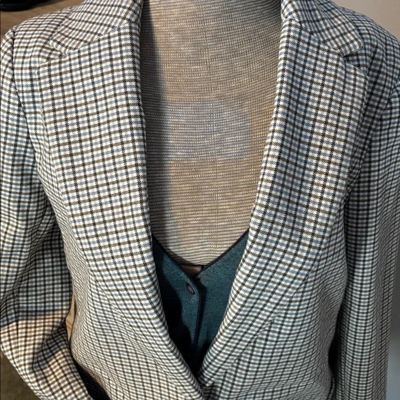 A New Day Blue & Charcoal Plaid Single Breast Blazer - Picture 3 of 13